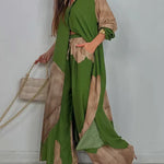 Moriel artistic print two-piece set in Green, view 4
