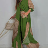 Moriel artistic print two-piece set in Green, view 4
