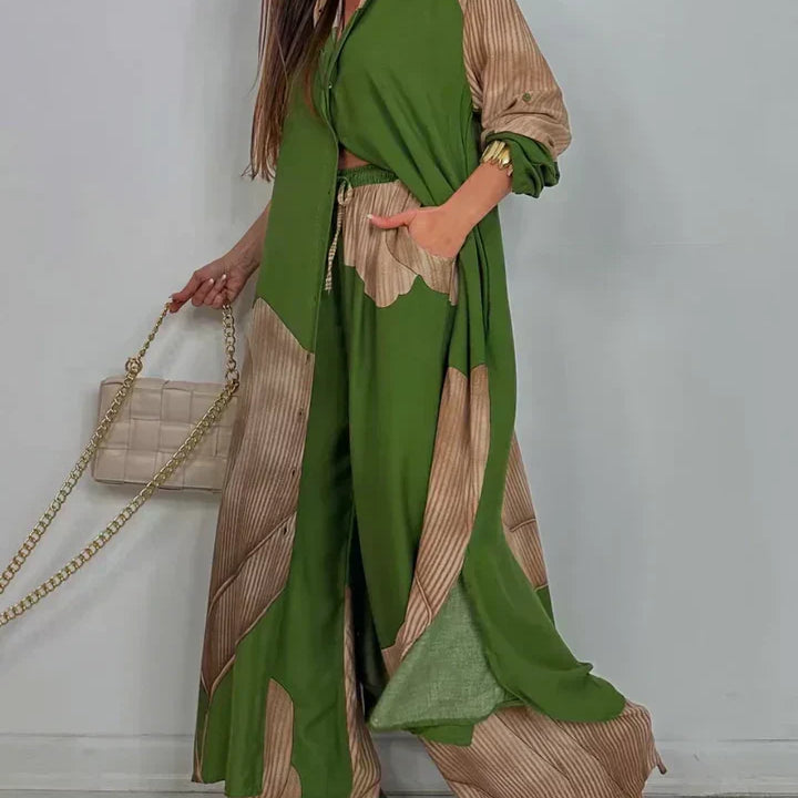 Moriel artistic print two-piece set in Green, view 4