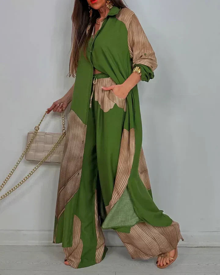 Moriel artistic print two-piece set in Green, view 4