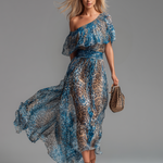 Selvaggia leopard print off shoulder maxi dress, view 3