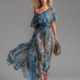 Selvaggia leopard print off shoulder maxi dress, view 3