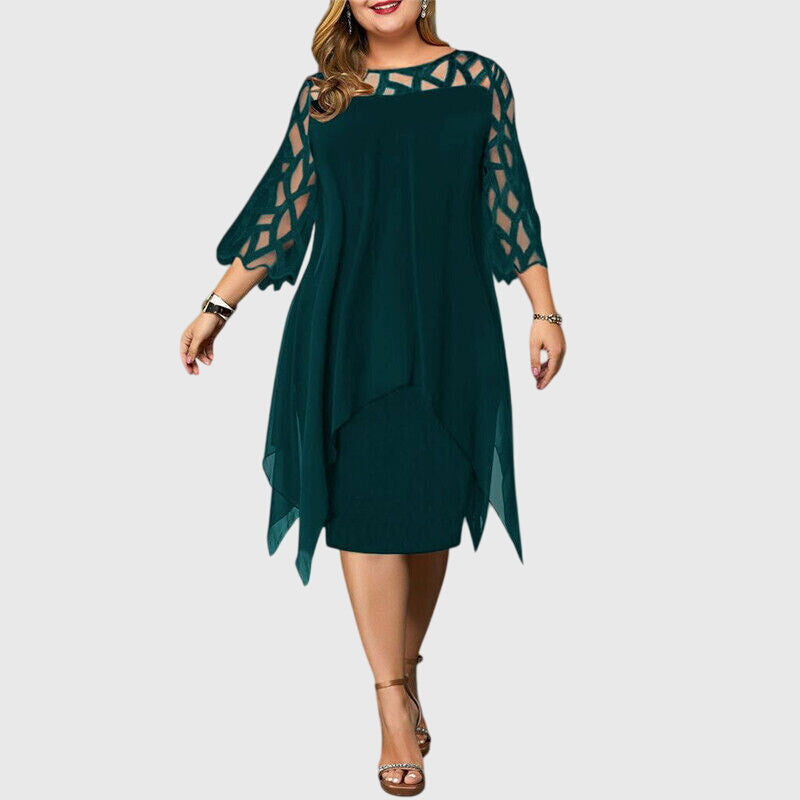 Juliana lace sleeve dress in Green, view 6
