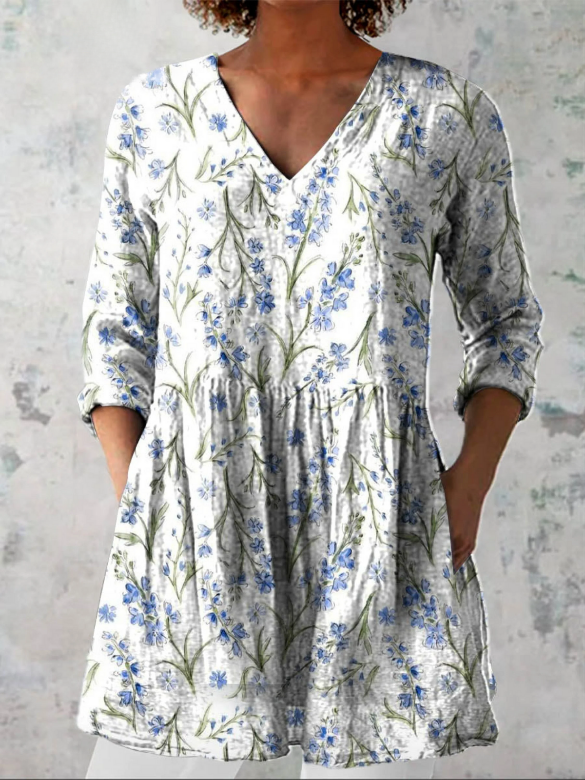 Jeanne white textured blouse, front view