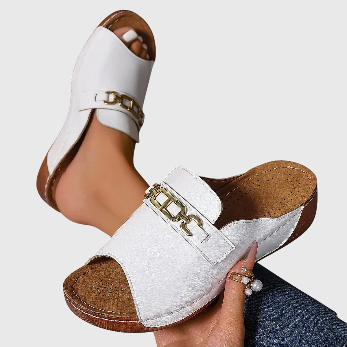 Kimberly Comfy Slide Sandals in White, view 2