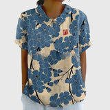 Jenna floral collared blouse in Blue Flowers, view 4
