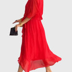 Bethany V neck belted midi dress, view 10