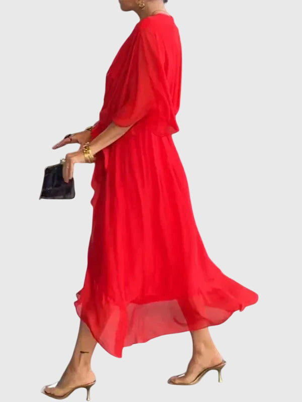 Bethany V neck belted midi dress, view 10
