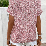Verna pink floral blouse, view 2