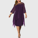 Juliana lace sleeve dress in Purple, front view