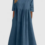 Cindy Cotton Midi Dress in Blue, front view
