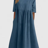 Cindy Cotton Midi Dress in Blue, front view