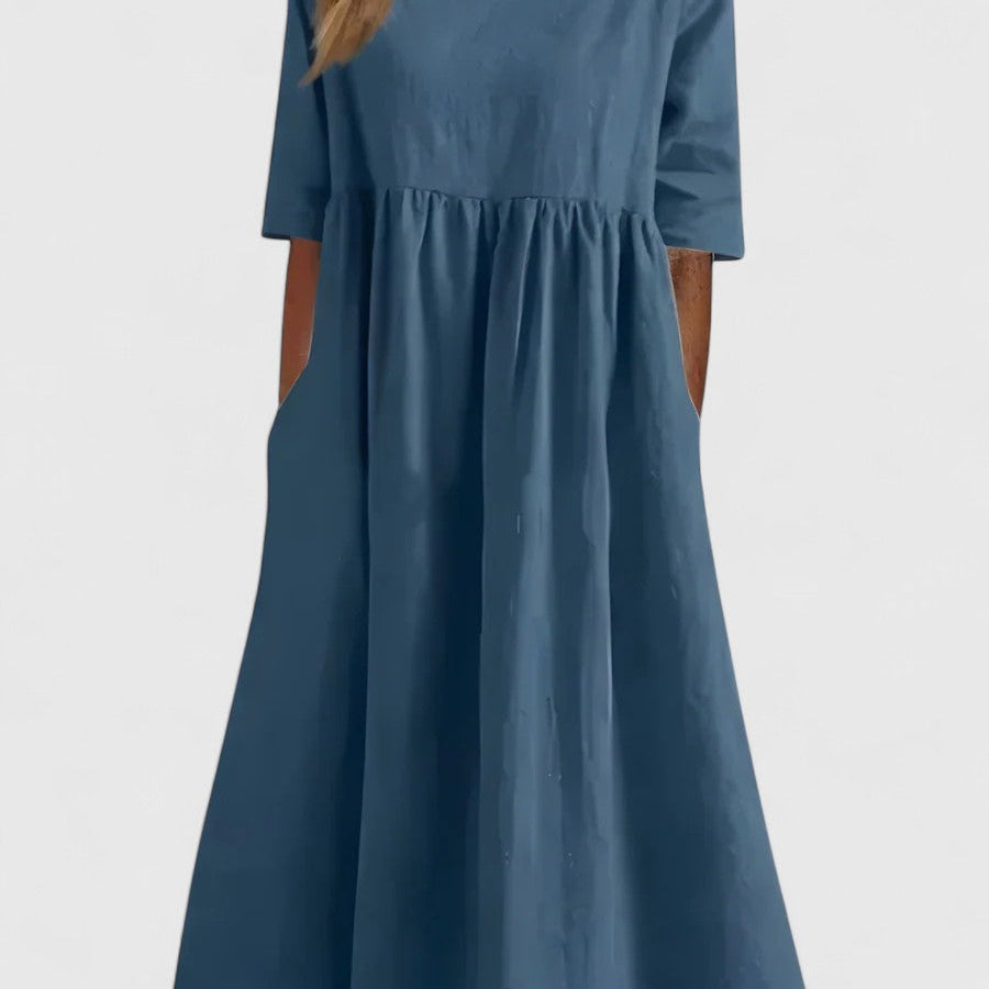 Cindy Cotton Midi Dress in Blue, front view