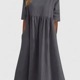 Cindy Cotton Midi Dress in Grey, view 2