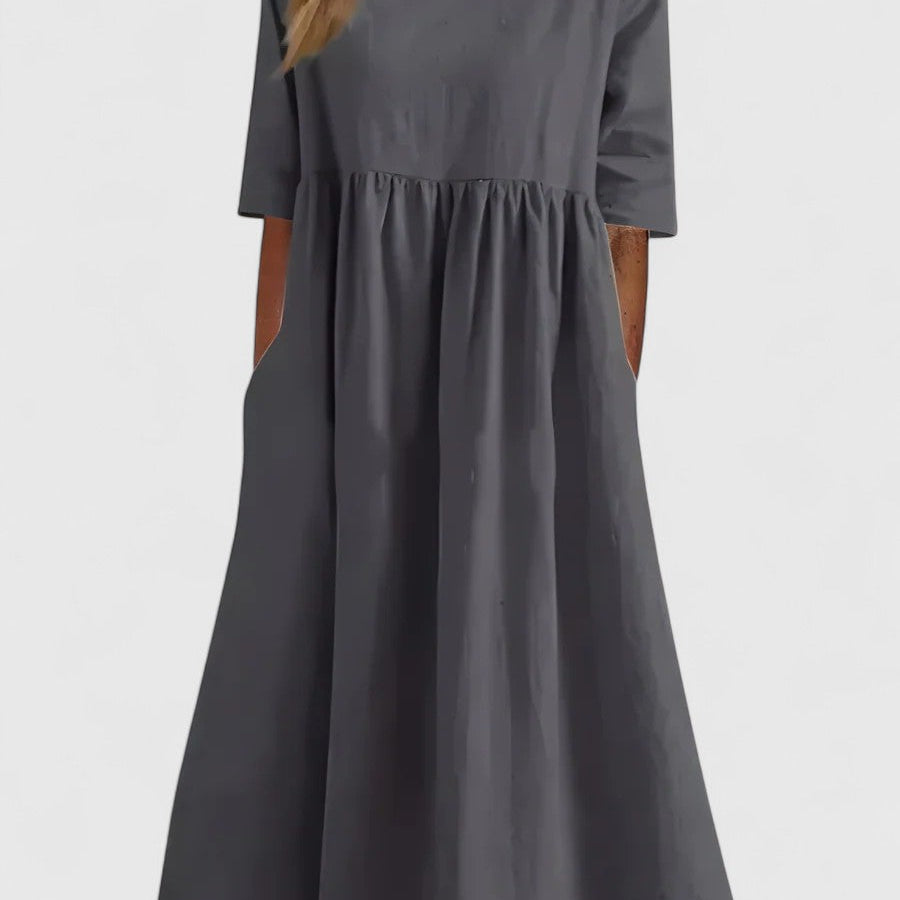 Cindy Cotton Midi Dress in Grey, view 2