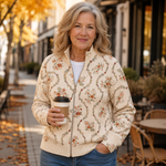 Danielle cream trailing floral zip-up cardigan, view 2
