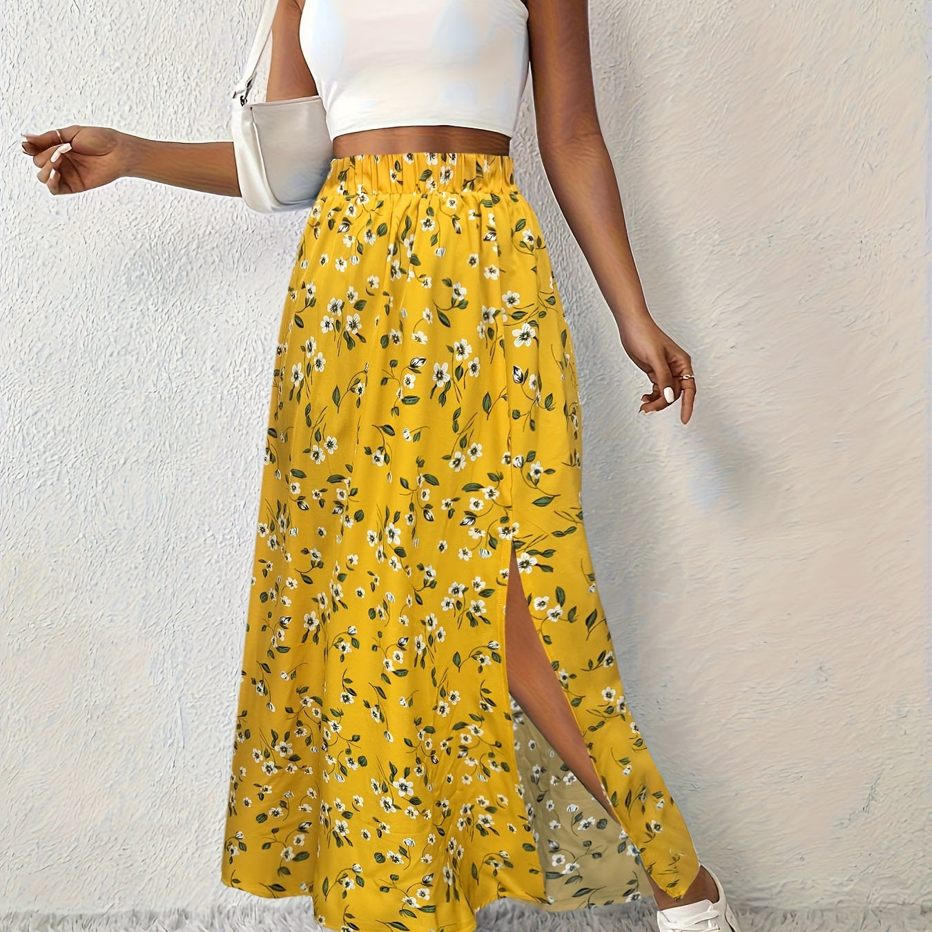 Paige floral print maxi skirt in Yellow, view 8