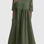 Cindy Cotton Midi Dress in Green, view 3
