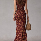 Mayfair retro print midi dress, view 8