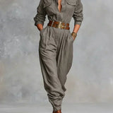 Megan Linen Cotton Jumpsuit, front view