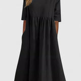 Cindy Cotton Midi Dress in Black, view 4