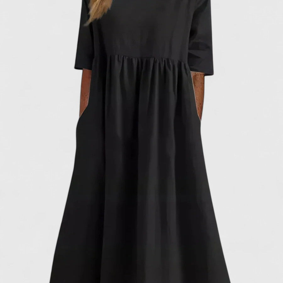 Cindy Cotton Midi Dress in Black, view 4