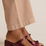 Marguerite golden mule heel sandal in Plum, view 7