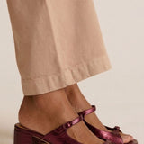 Marguerite golden mule heel sandal in Plum, view 7