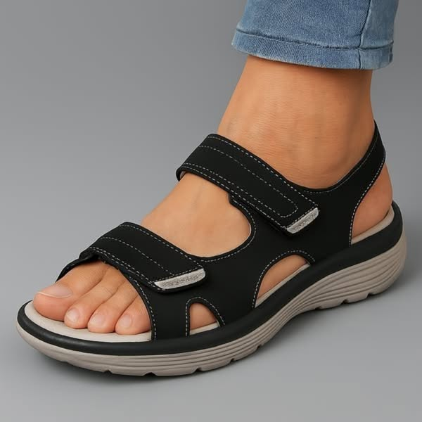 Luvita cross strap comfort sandals in Black, view 3