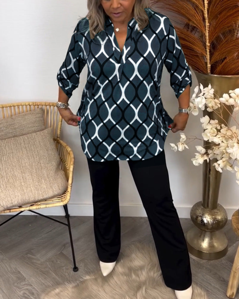 Janny geometric print blouse, view 5