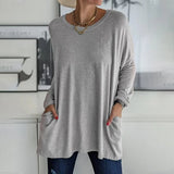 Moira relaxed long sleeve top in Grey, view 2