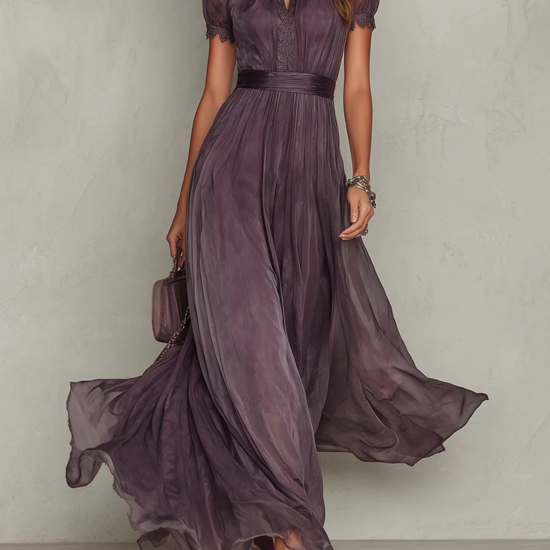 Vivienne lace trim chiffon maxi dress, view 5