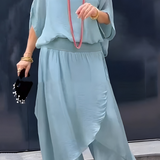 Manna chiffon wide-leg two-piece set in Blue, view 5