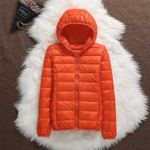 Metta orange hooded puffer jacket, view 2