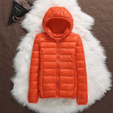 Metta orange hooded puffer jacket, view 2