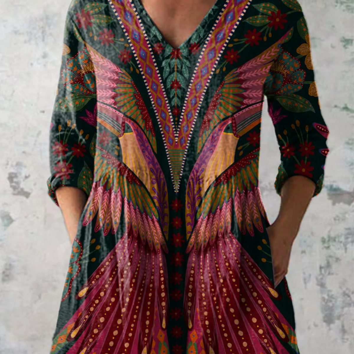 Manon deep red print blouse in Multicolour, front view