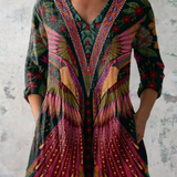 Manon deep red print blouse in Multicolour, front view