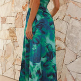Alexandra botanical one shoulder dress, view 4