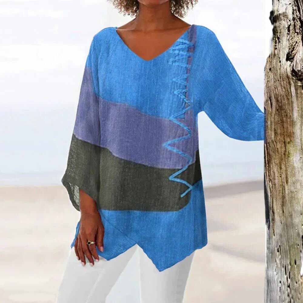Kathleen colour block blouse in Blue, view 4