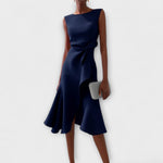 Darlene Sophisticated Midi Dress in Navy Blue, view 2