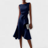 Darlene Sophisticated Midi Dress in Navy Blue, view 2