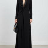 Kara deep V-neck maxi dress in Black, front view
