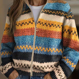 Jenna multicoloured zigzag zip-up cardigan, front view