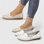 Riva perforated slip-on flats, front view