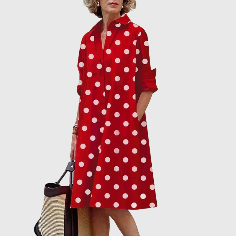 Paige elegant shirt dress with pockets in Red/White, view 5
