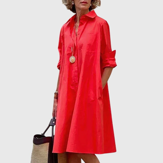 Paige elegant shirt dress with pockets in Red, view 2