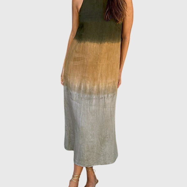 Mira ombre print maxi dress in Dark Green, view 4