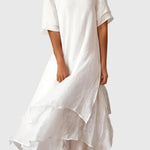 April elegant layered midi dress in White, view 2