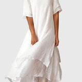 April elegant layered midi dress in White, view 2