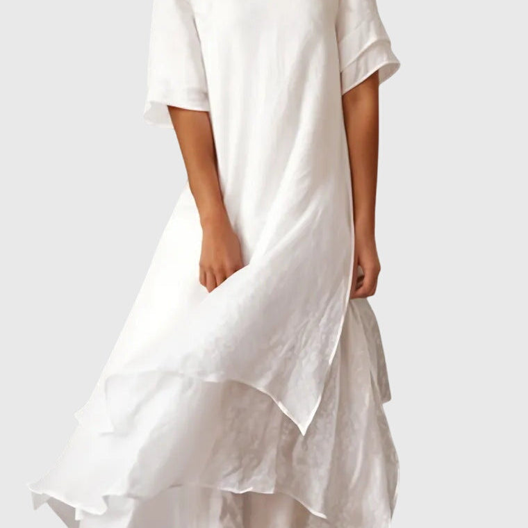 April layered hem midi dress in White, view 2